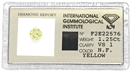 Foto 1 - 1,25Carat Natural Fancy Yellow Zitrone Brillant VS1 IGI, D6107