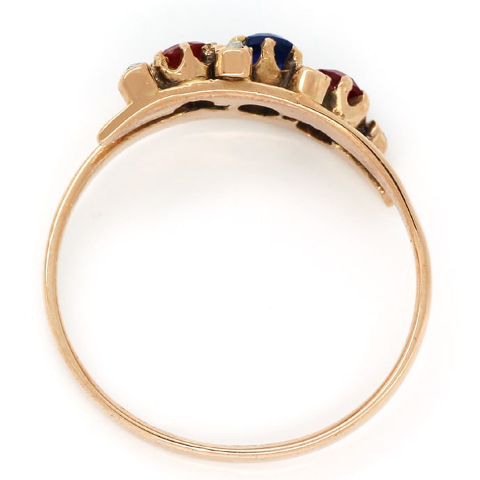 Foto 3 - Antiker Rotgold-Ring mit Diamantrosen Rubinen und Safir, Q1320