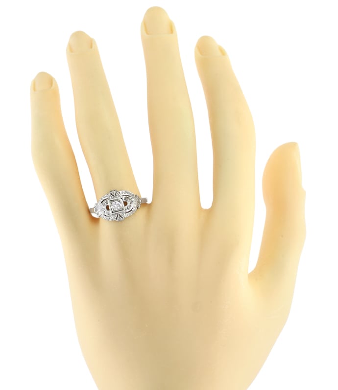Foto 4 - Antiker Damenring 0,19ct Diamanten in Weißgold, S5133