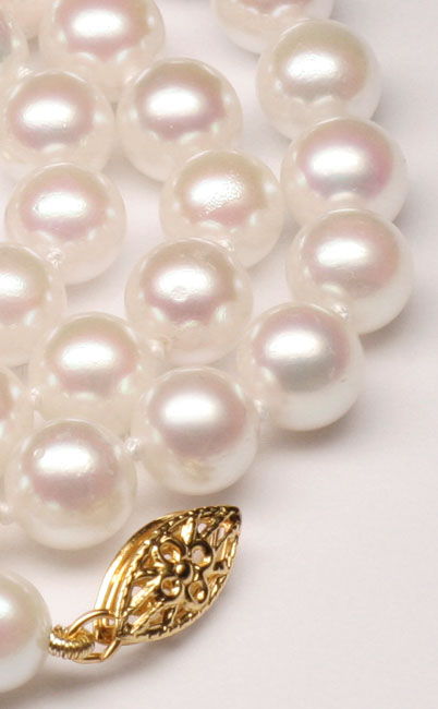 Foto 2 - Rose Weiss Akoya Perlenkette 6 6,5mm Goldschloss, S6814